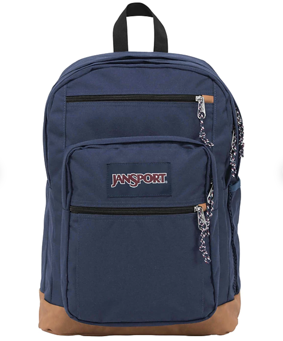 The JanSport Backpack with a synthetic leather bottom