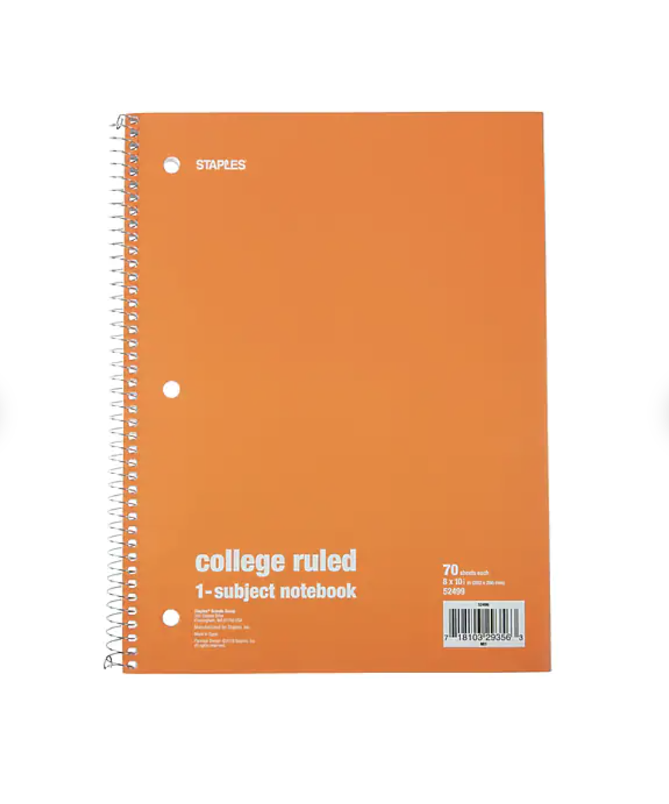 The college ruled notebook