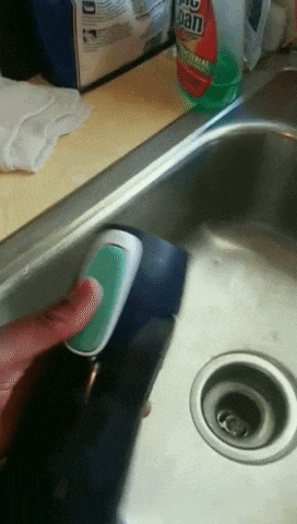 reviewer's gif showing how the water bottle works