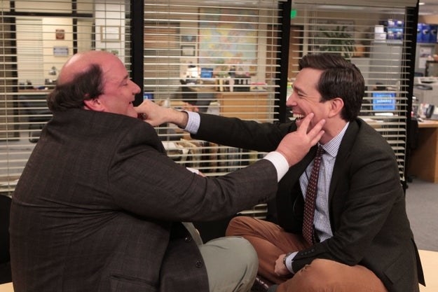 Brian Baumgartner as Kevin Malone nd Ed Helms as Andy Bernard laugh in an episode of &quot;The Office&quot;