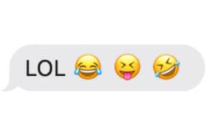 A text message with laughing emojis