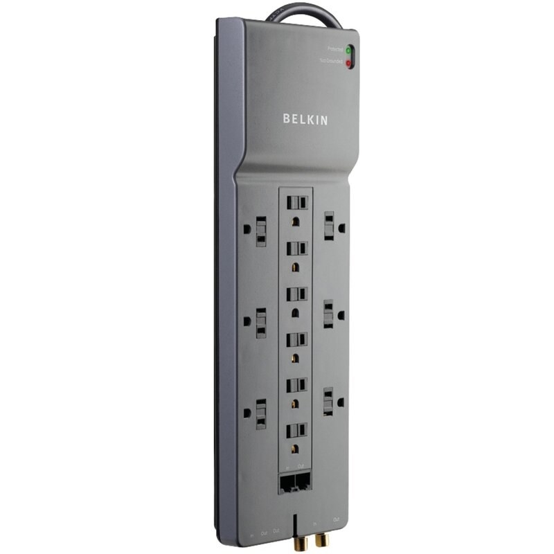 black 12-outlet surge protector