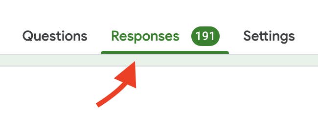 an arrow pointing to the 191 responses received