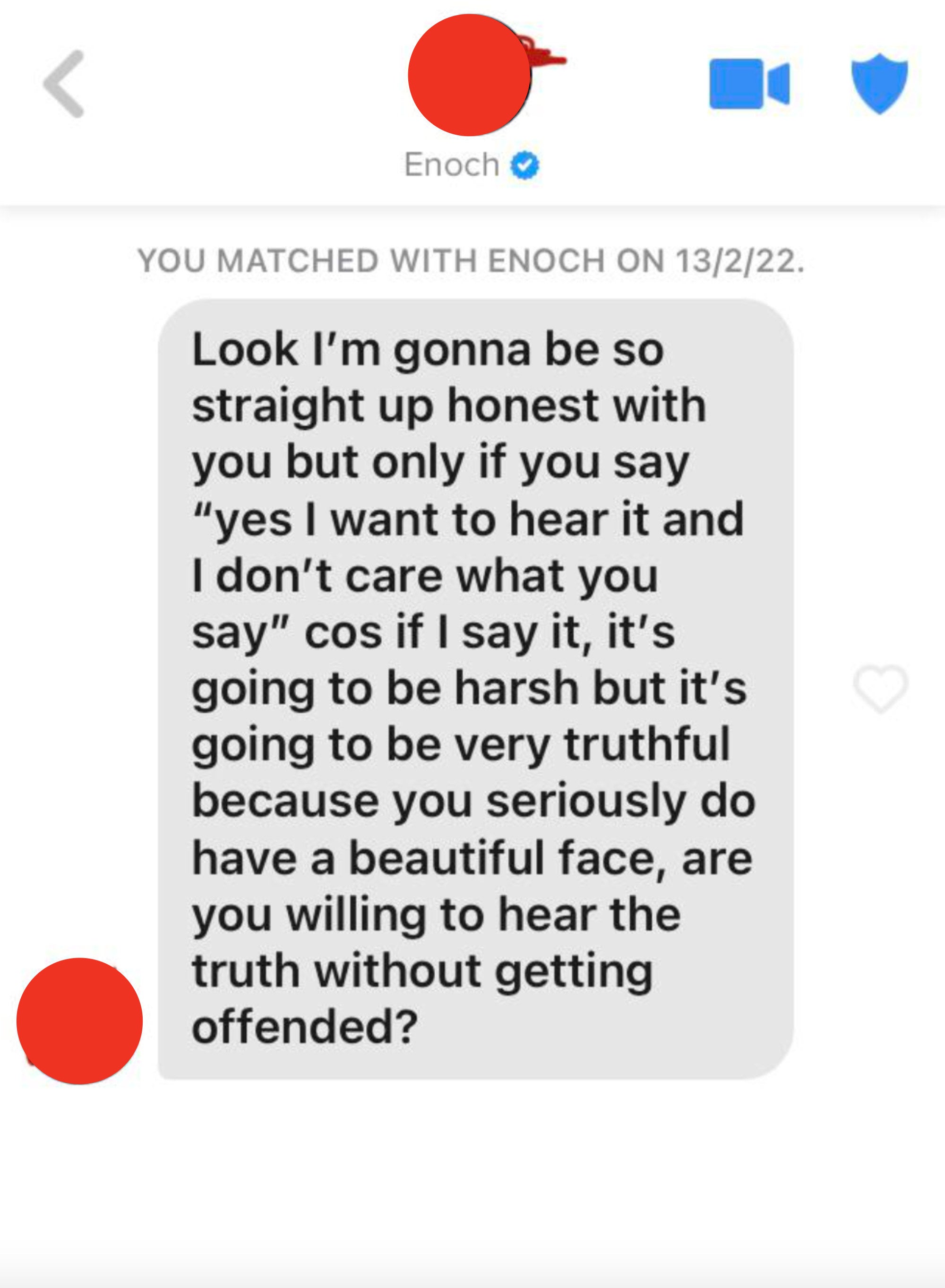 Screen shot of message ending in, &quot;...are you willing to hear the truth without getting offended?&quot;