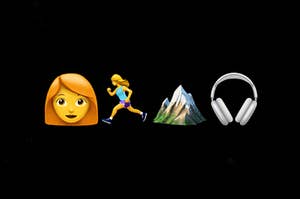 a readhead emoji running emoji hill emoji and headphone emoji