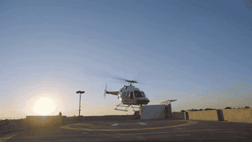 A helicopter taking off