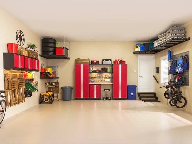an eight-piece steel garage storage system