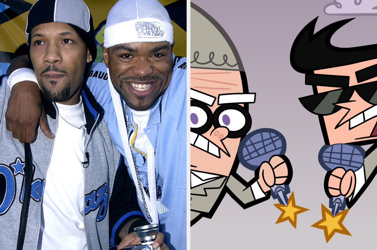 A picture of Redman and Method Man during 2003 MTV Movie Awards (L) and on the right a poster of the Fairly Odd Paarents