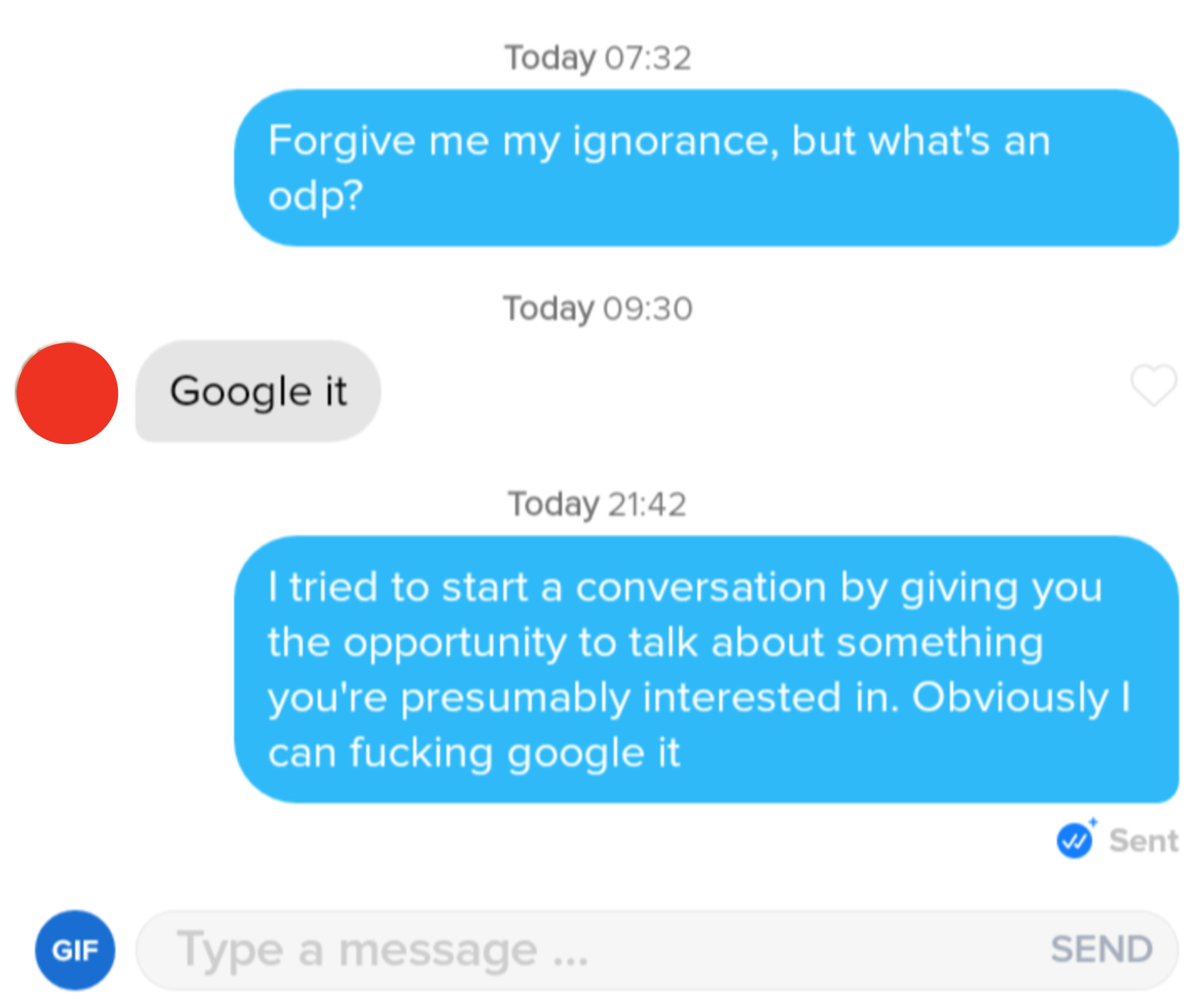 Messages with someone saying, &quot;Google it&quot;