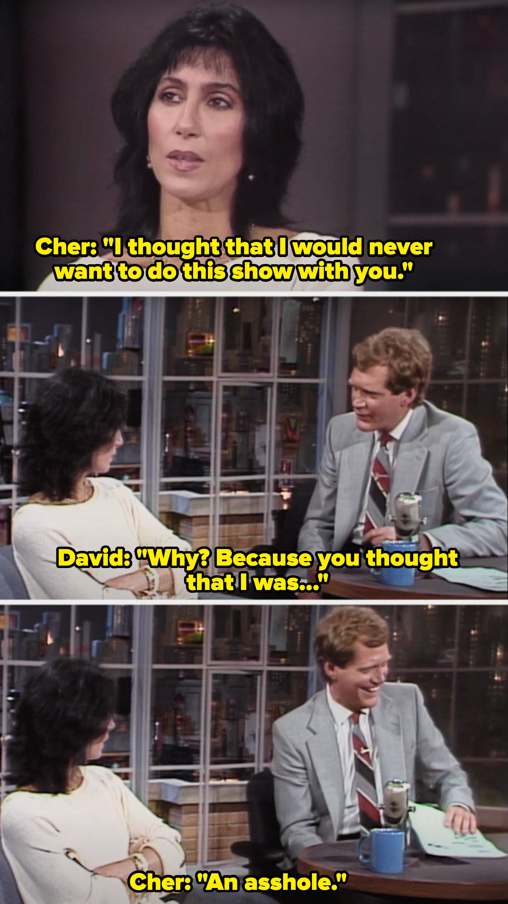 Cher calls David Letterman an asshole