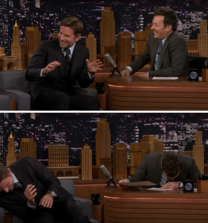 Bradley Cooper and Jimmy Fallon begin laughing mid-interview on &quot;The Tonight Show&quot;