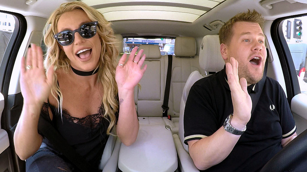 James Corden sings with Britney Spears in the car during Carpool Kareoke