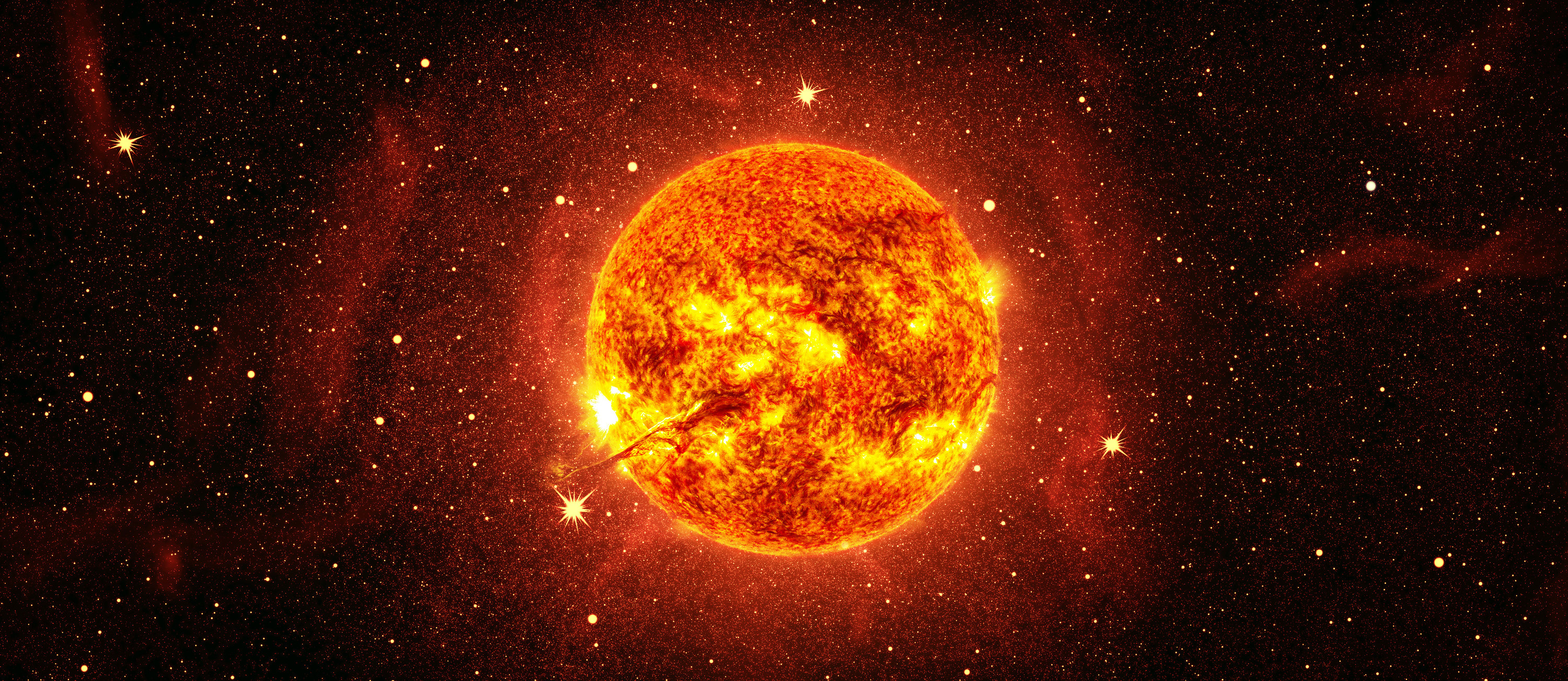 sun with star in space