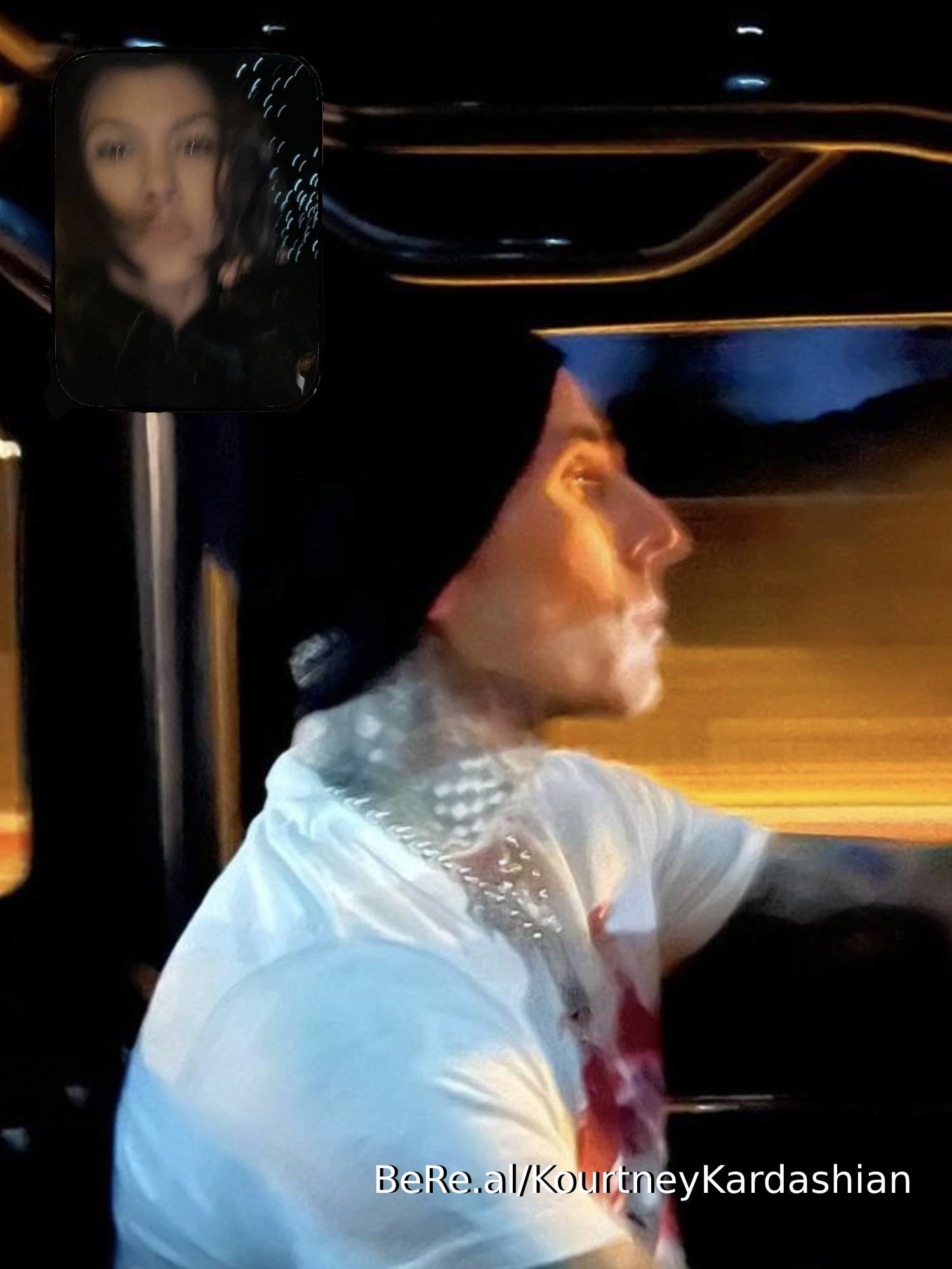 Kourtney Kardashian, Travis Barker driving