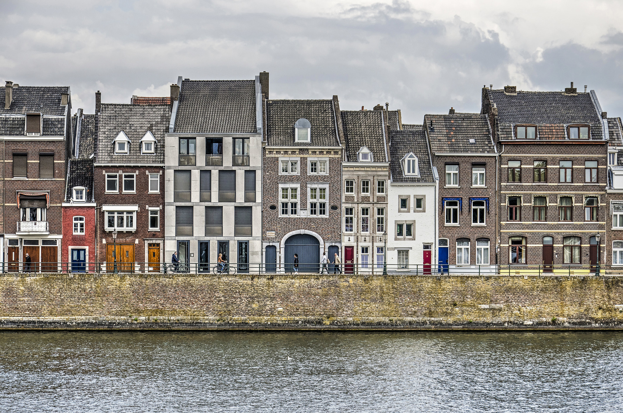 Buildings on a canal in Maastricht.