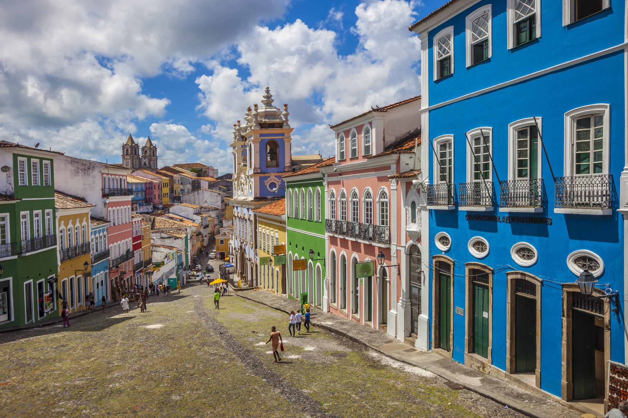 Colorful buildings in a Brazilian city.