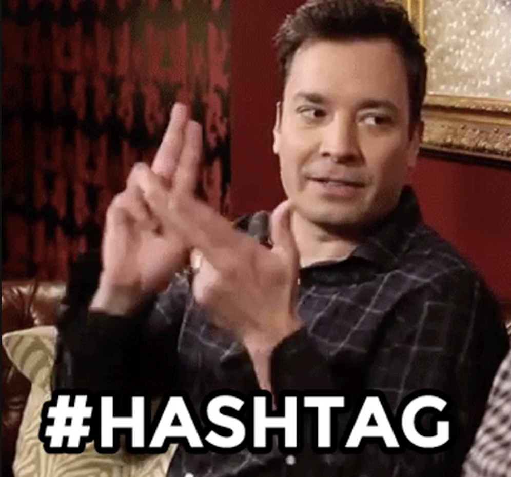 Jimmy Fallon doing the hashtag symbol with his fingers