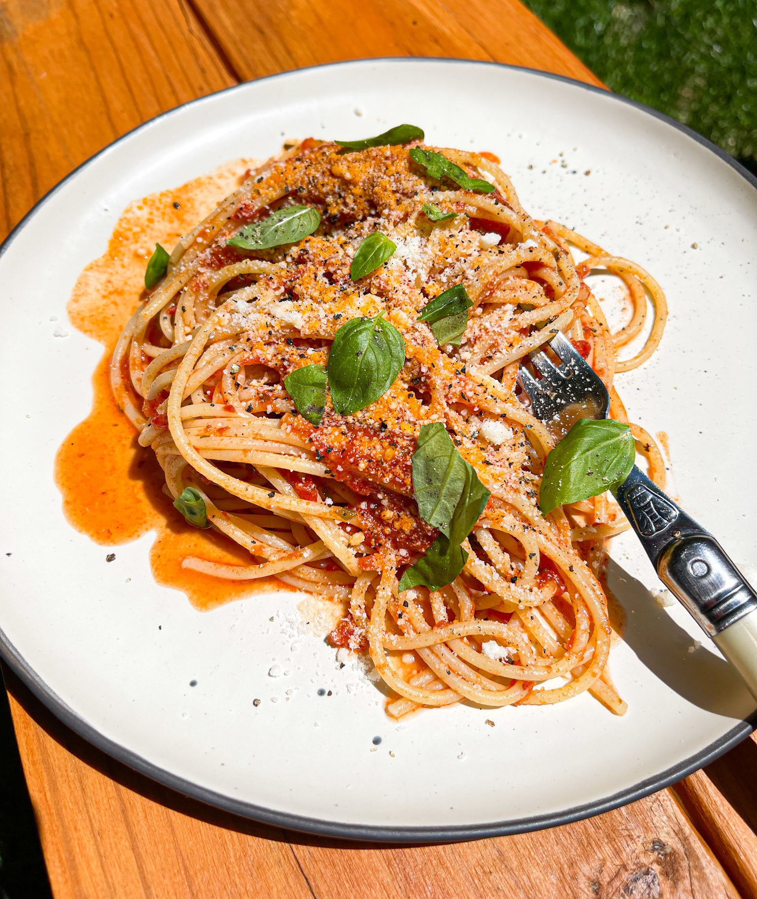 plated spaghetti