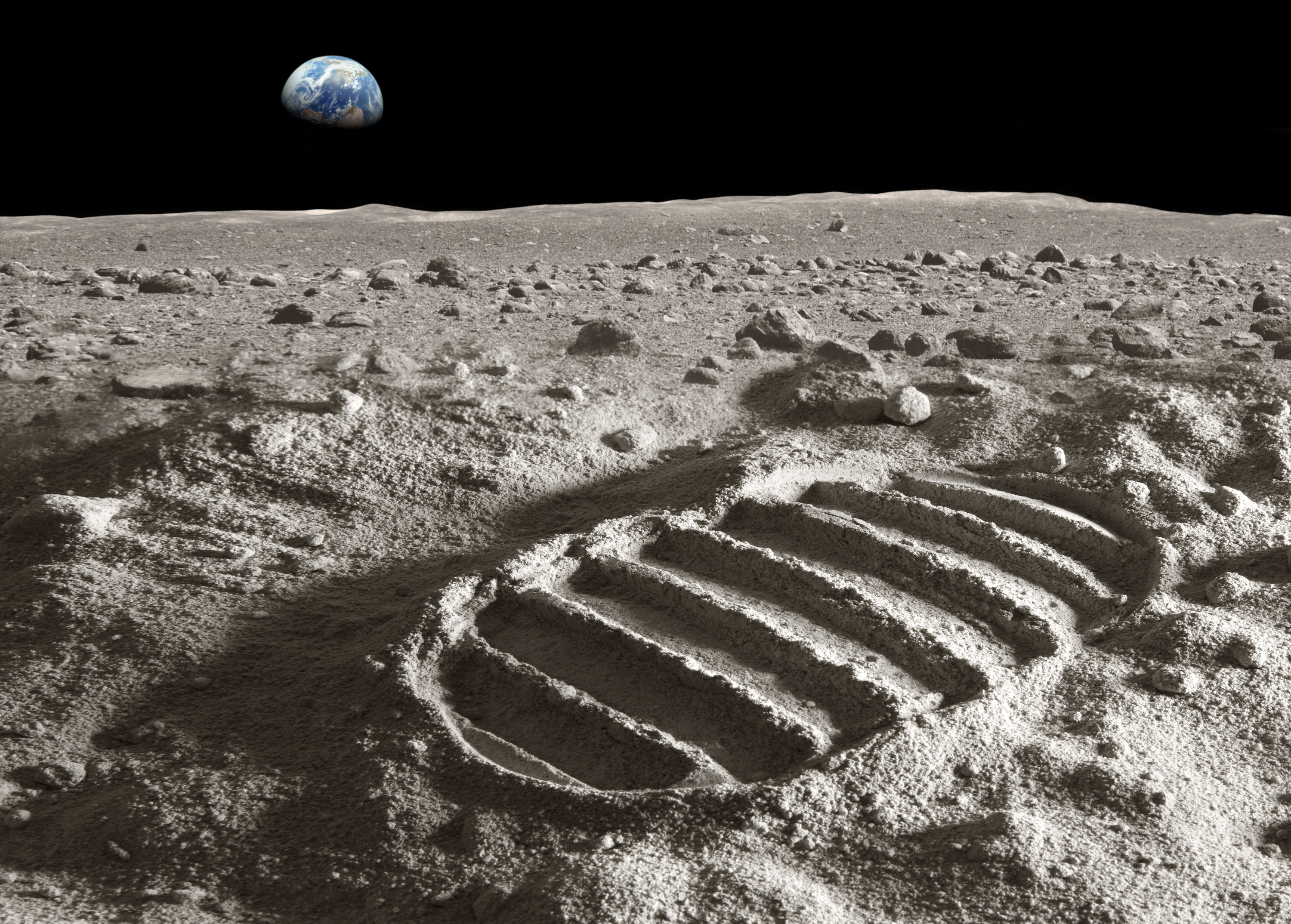 a footprint on the moon