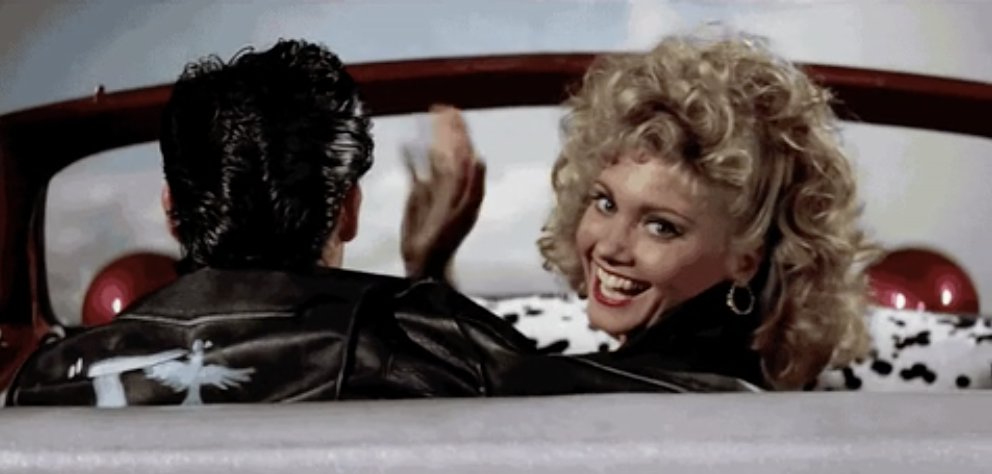 Danny and Sandy driving/flying away in &quot;Grease&quot;