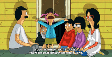 Louise dances and says &quot;I got scared! I got scared! You&#x27;re the best family in the world!&quot;