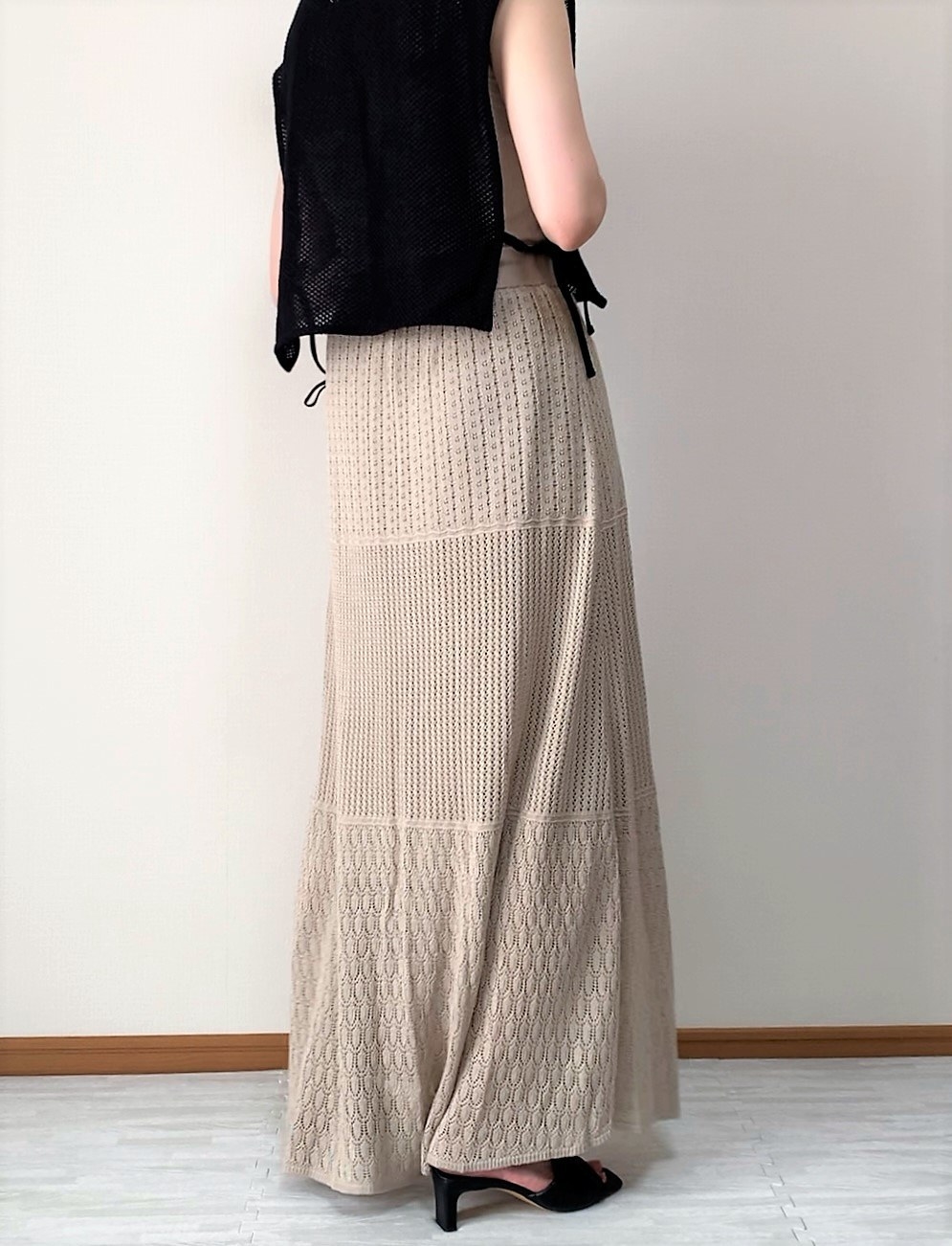 GLOBAL WORK（グローバルワーク）のオススメレディースファッション「透かし編みマーメイドスカート」のコーディネート