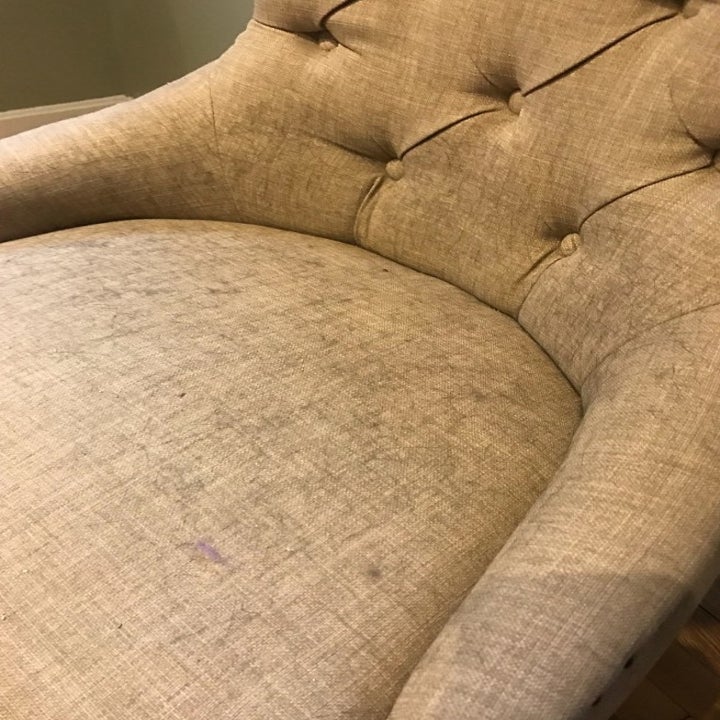 A reviewer's couch before using this product