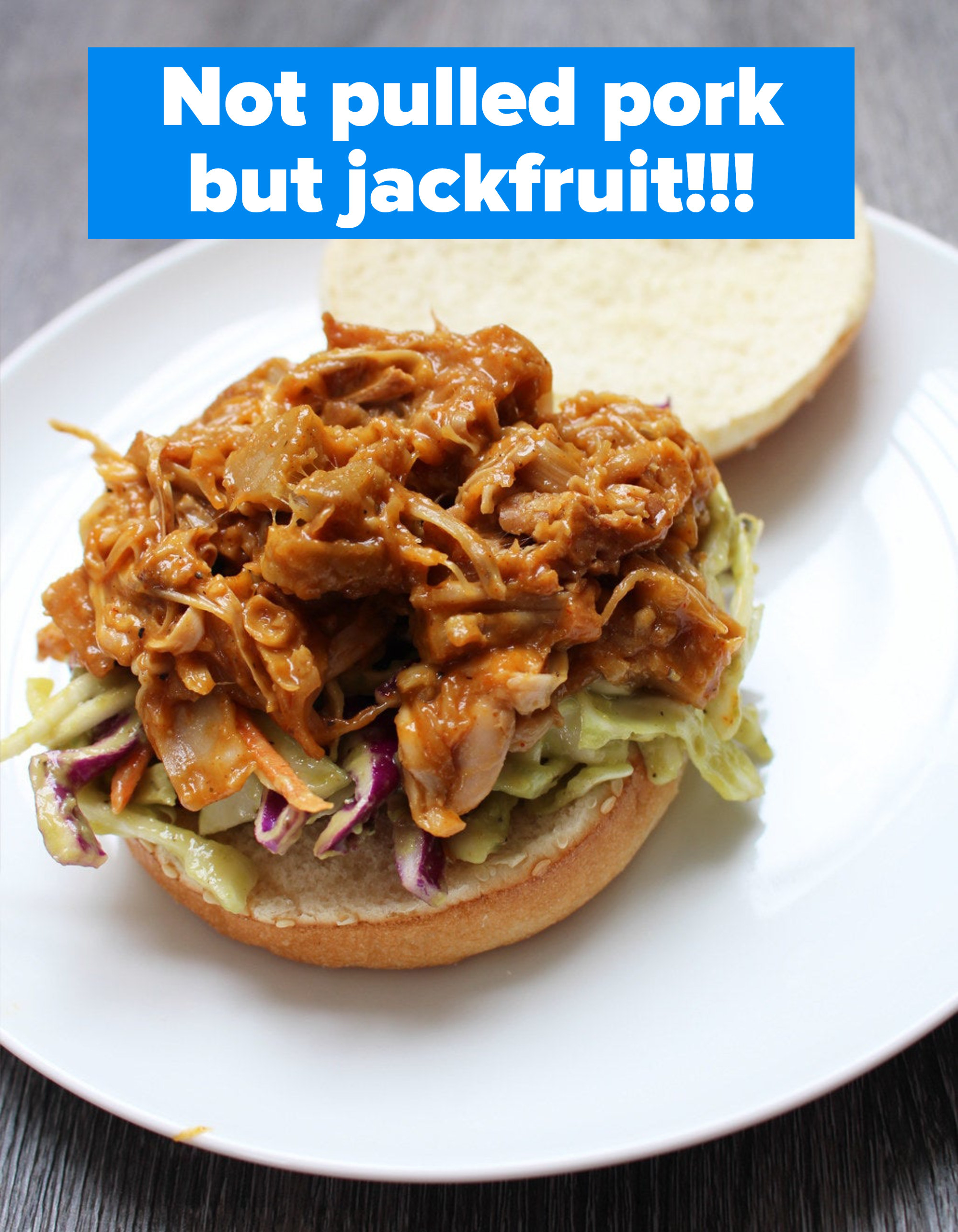 A jackfruit slider with slaw.