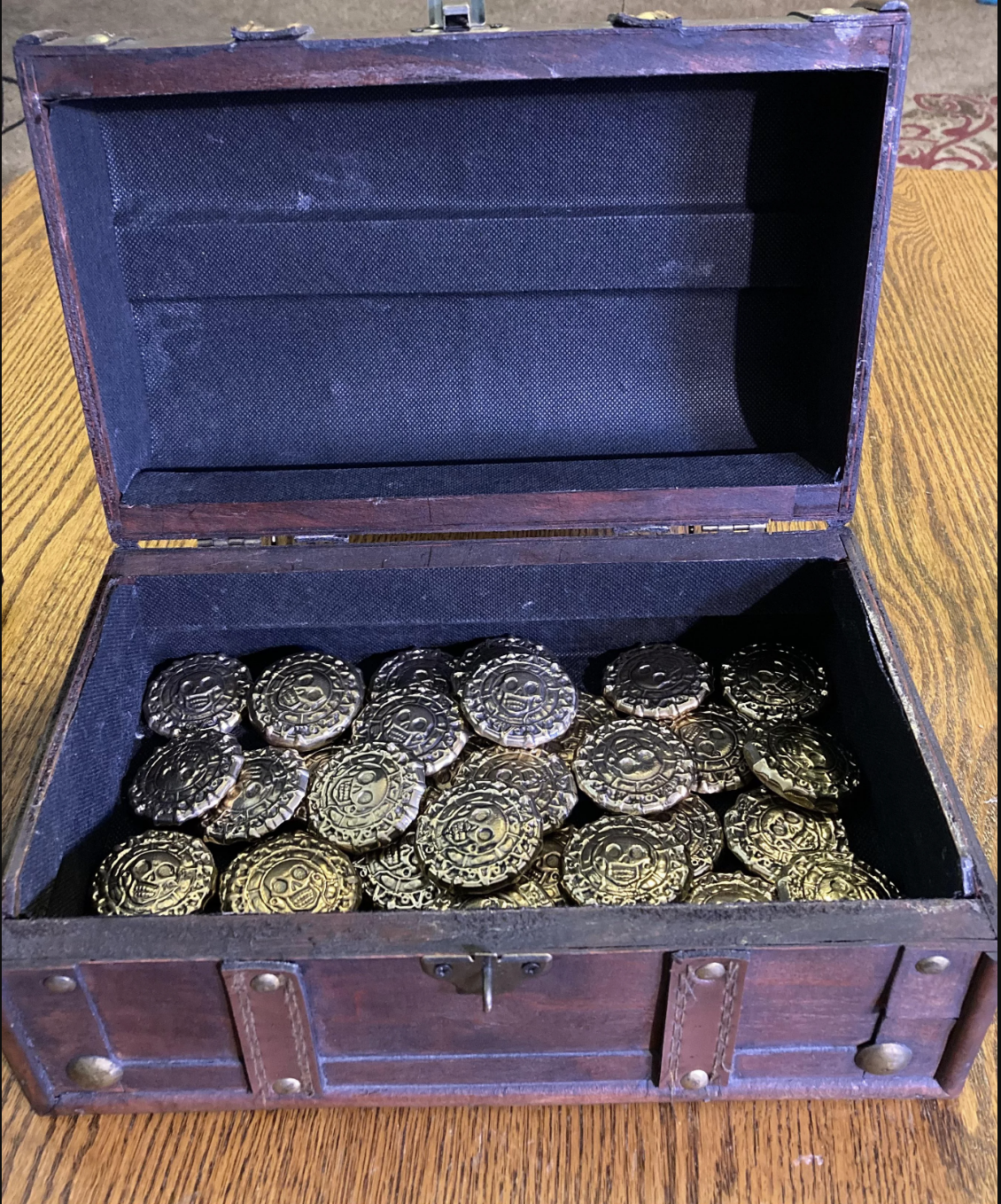 little treasure chest with the gold coins