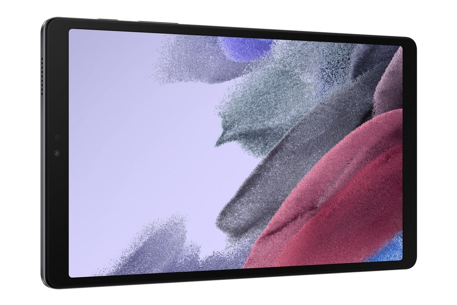 A tablet on white with an abstract design on the screen