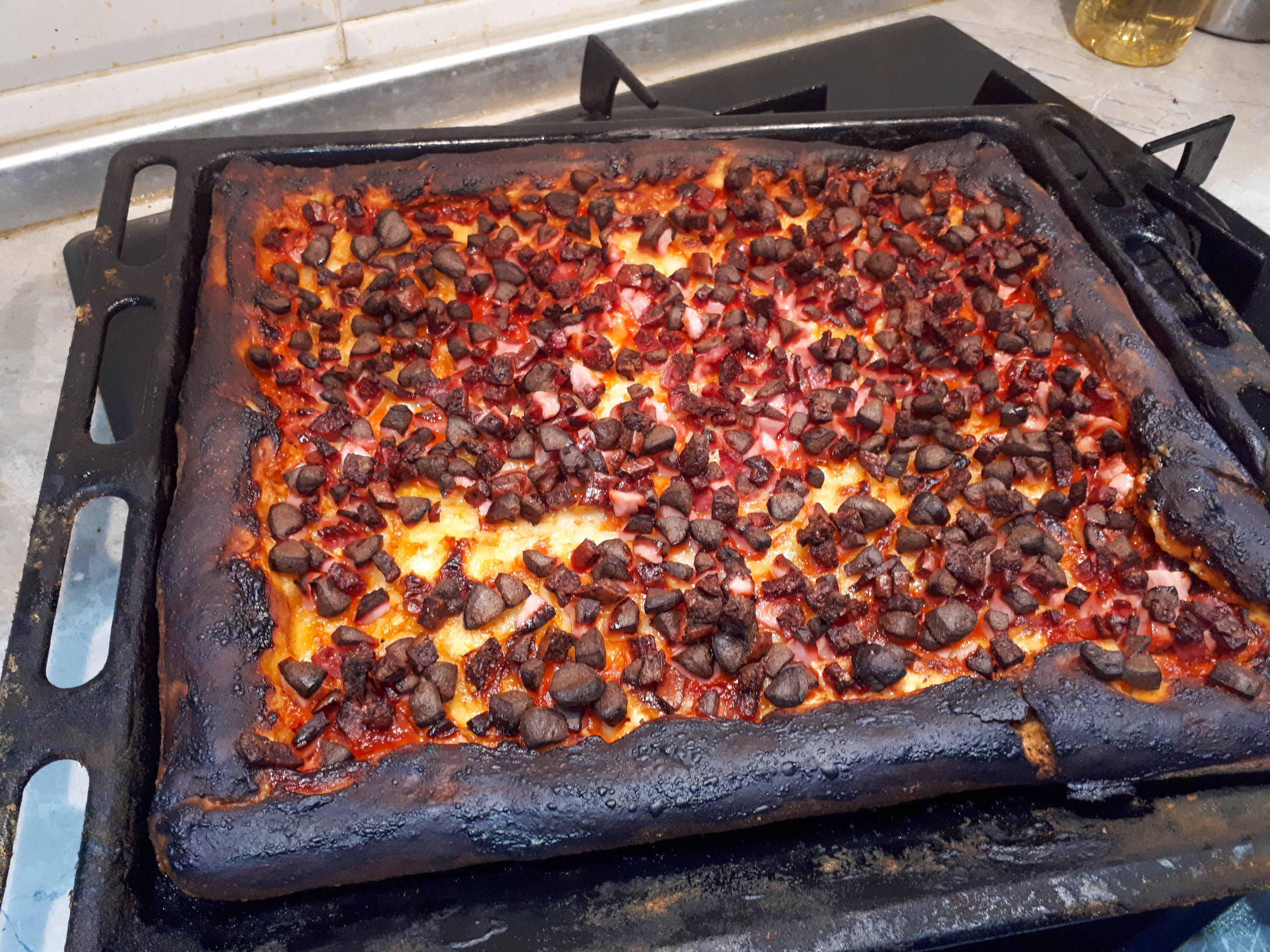 burnt pizza