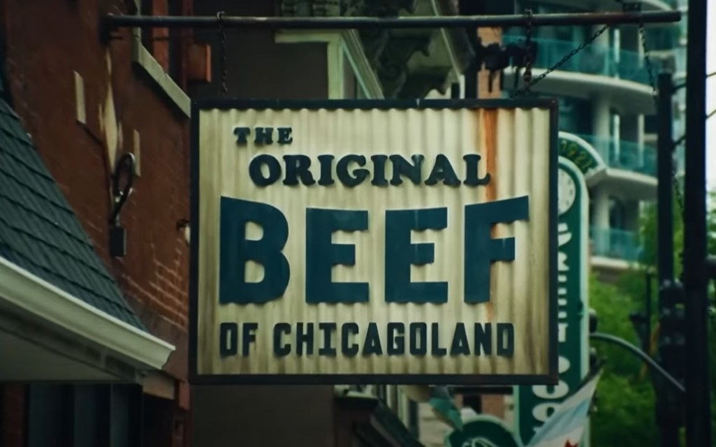The sign for the restaurant The Beef
