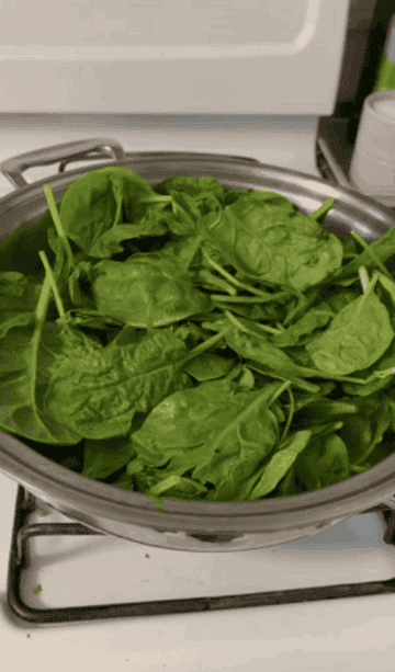 spinach vaporizing in pan