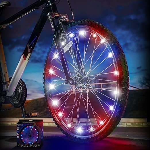 the lights on a wheel of a bike