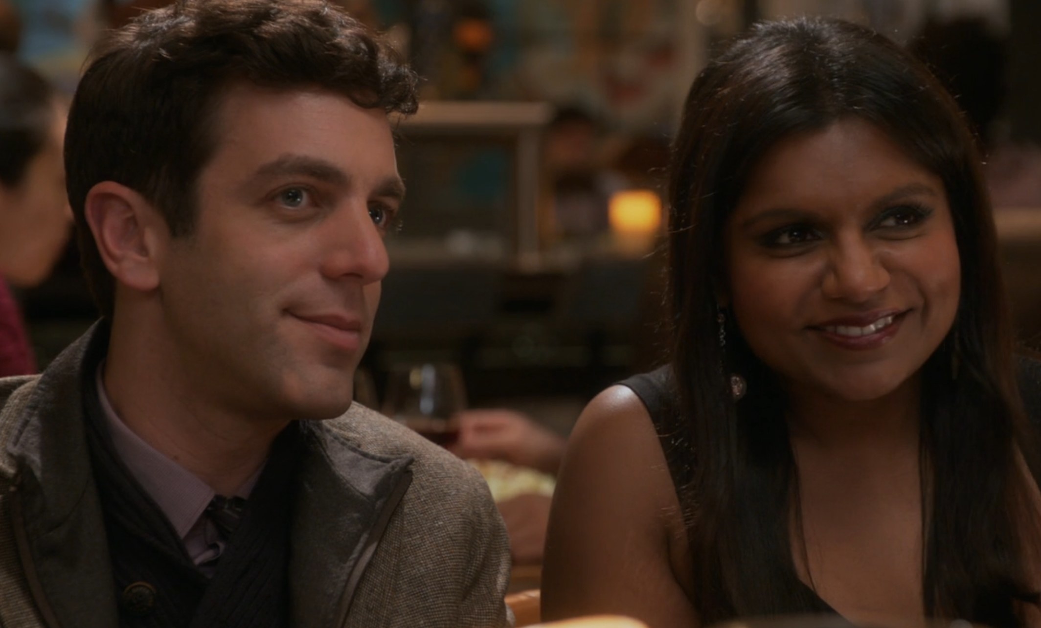 B.J. Novak as Jamie and Mindy smile during a double date in &quot;The Mindy Project&quot;