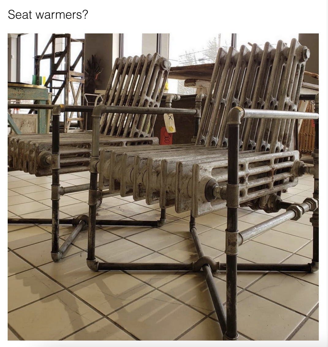 chair made from old radiators