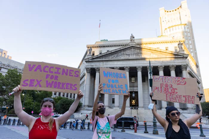 People protest during a rally about monkeypox vaccines and public health