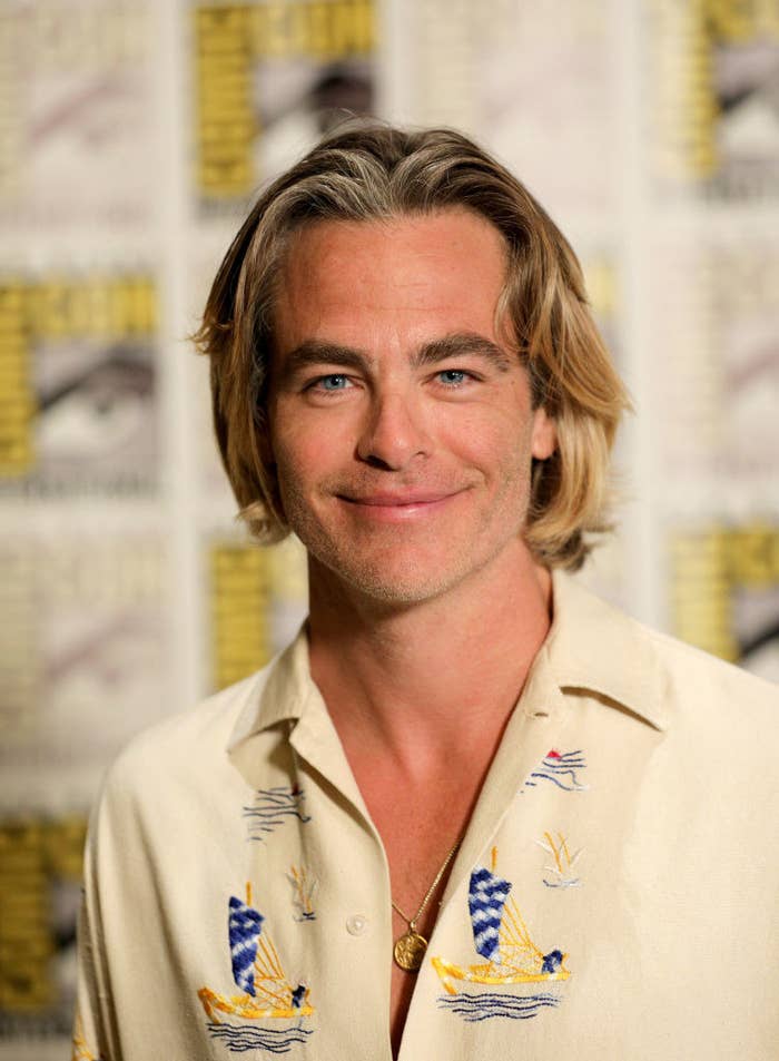 Chris Pine attends the Paramount Pictures and eOne&#x27;s &quot;Dungeons &amp;amp; Dragons: Honor Among Thieves&quot; with a short blonde bob