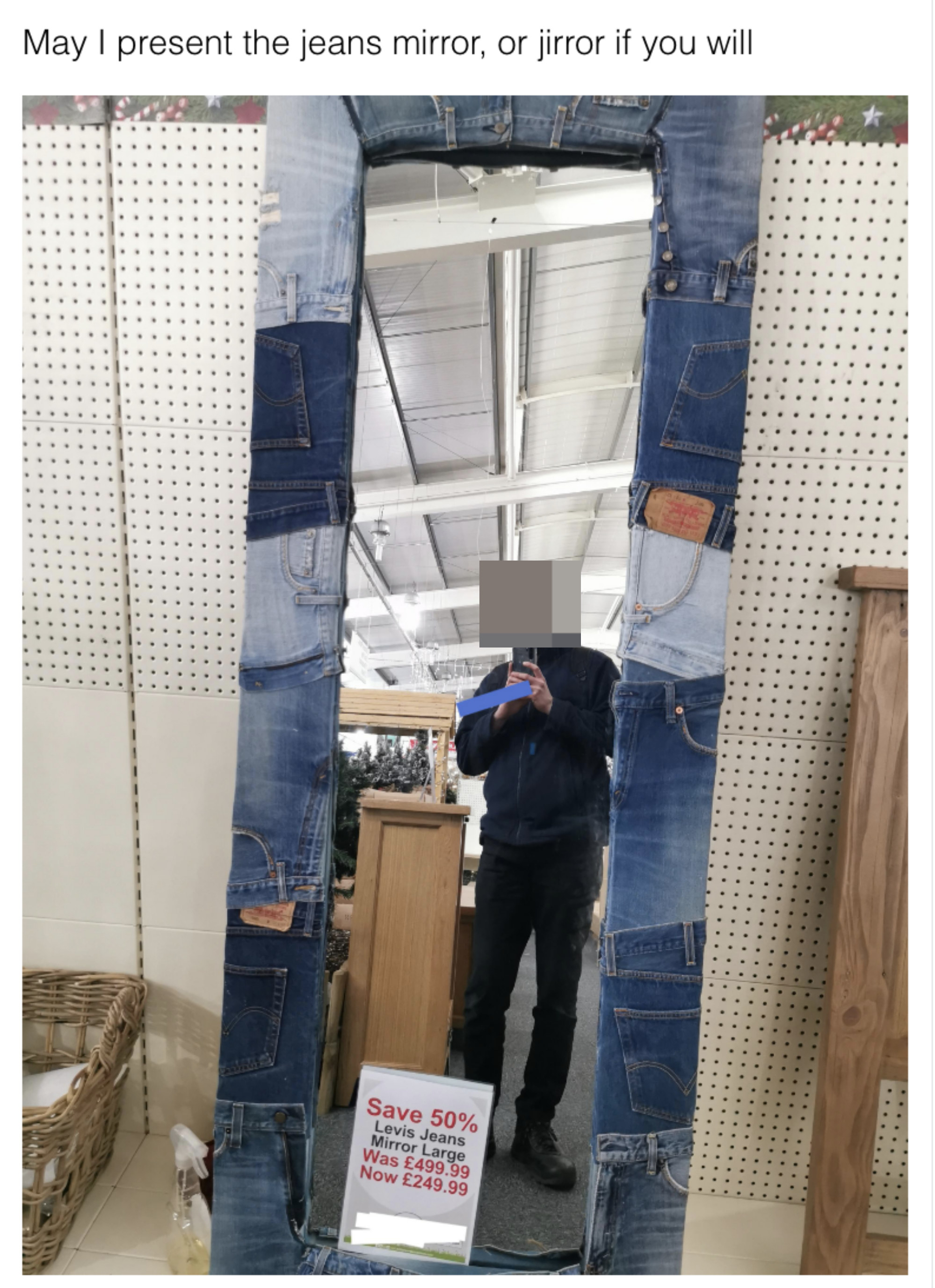 mirror with jean fabric