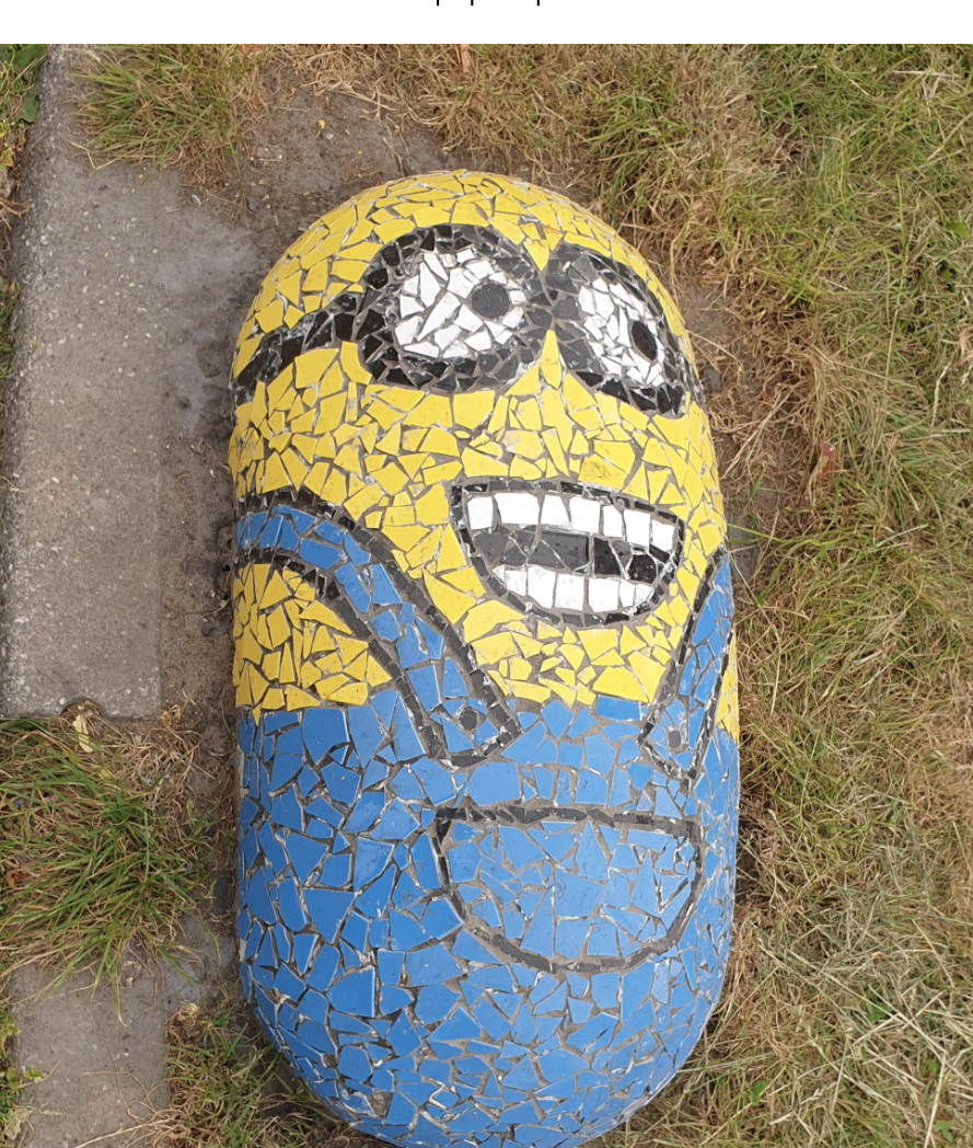 mosaic in the design of a minion