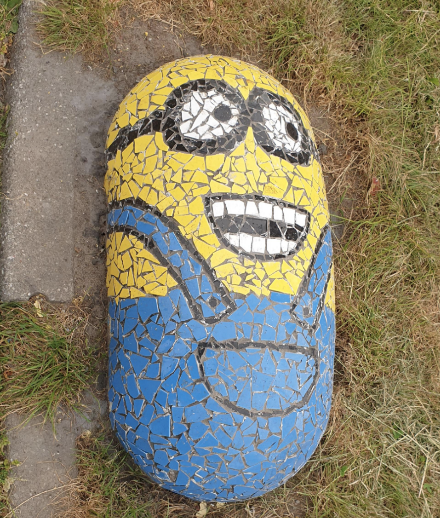 mosaic in the design of a minion