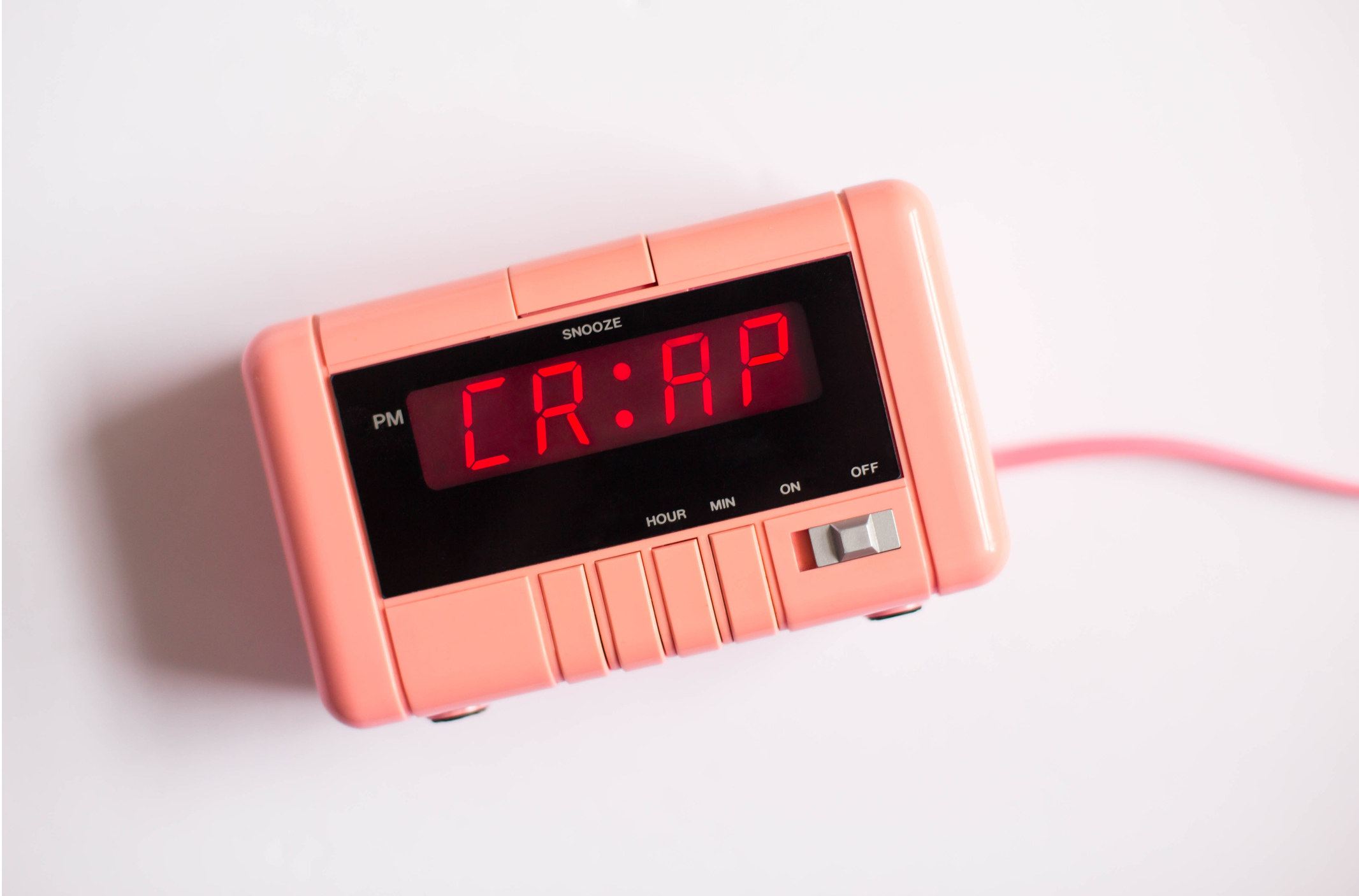 clock that reads, crap