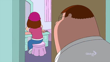 Meg Griffin popping a pimple in the mirror