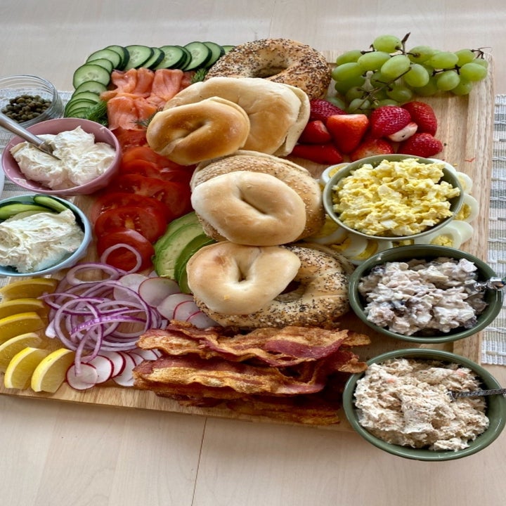 a reviewer's bagel board spread