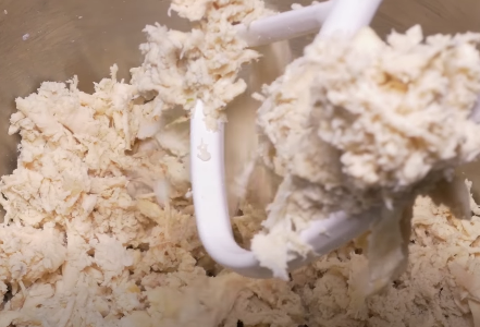 Using a mixer to shred chicken breast