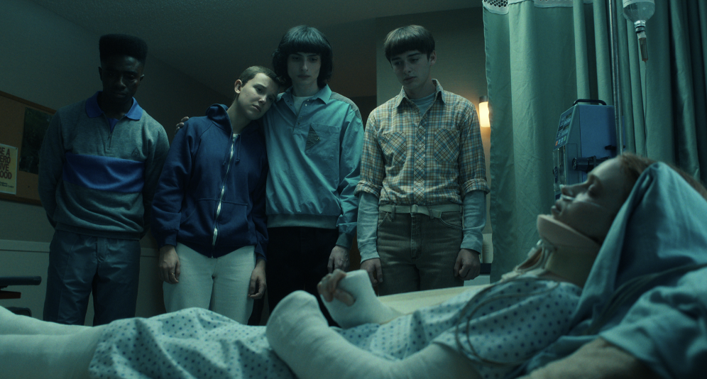 An episode still of thee kids in the hospital with Max