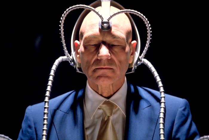 patrick stewart as professor charles xavier in x-men 2