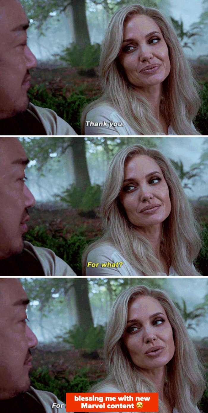 Angelina Jolie and Ma Dong-seok in "Eternals"