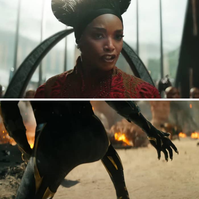 A still from the trailer shows someone wearing the Black Panther costume and baring their claws, but the face of the person wearing it is not visible