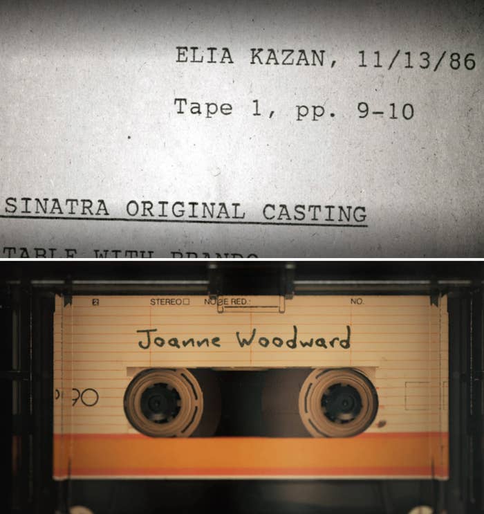 Transcript of Eliza Kazan interview; cassette tape with Joanne Woodward&#x27;s name on it